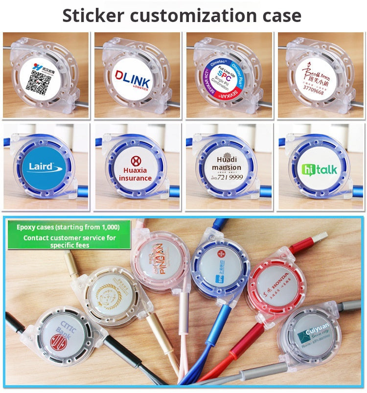 Crystal one to three telescopic data cable, fast charging, mobile phone advertising, exhibition, promotional gifts, 3-in-1 charging cable in stock