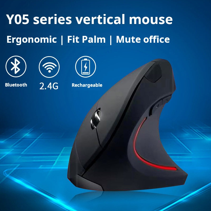 Spot Charging Vertical Wireless Mouse Cross Border Ergonomic Luminous Dual-mode Silent Photoelectric Bluetooth Mouse Wholesale