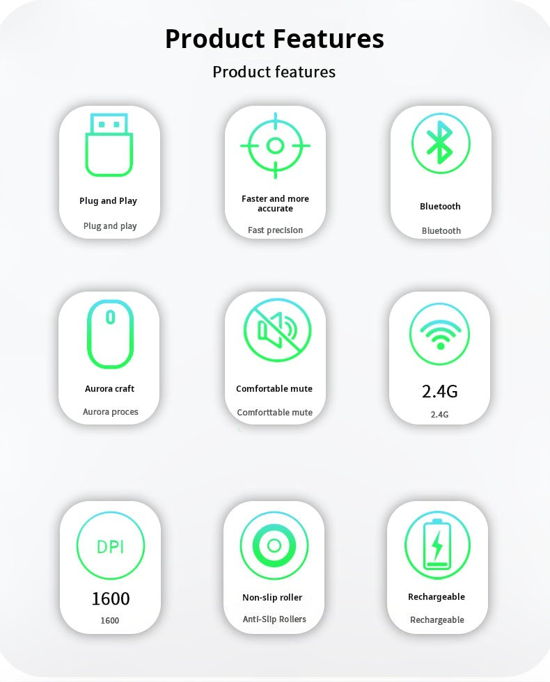 Spot Charging Vertical Wireless Mouse Cross Border Ergonomic Luminous Dual-mode Silent Photoelectric Bluetooth Mouse Wholesale