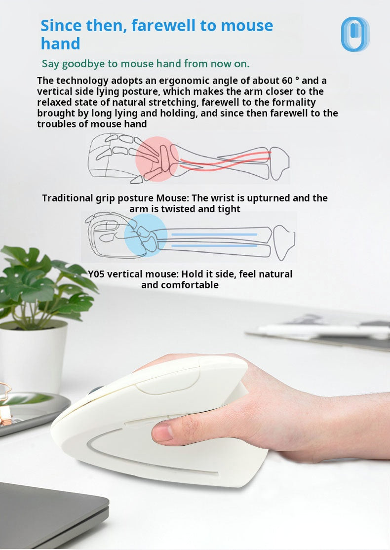 Spot Charging Vertical Wireless Mouse Cross Border Ergonomic Luminous Dual-mode Silent Photoelectric Bluetooth Mouse Wholesale