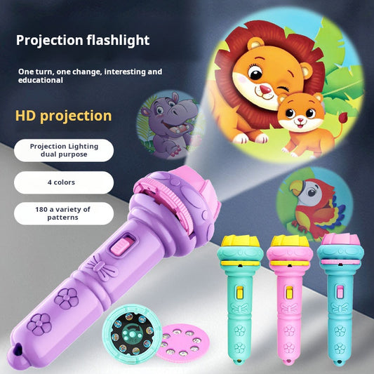 Cartoon children's projection flashlight, mini projector, baby early education toys, stalls, toys, gifts cross-border wholesale