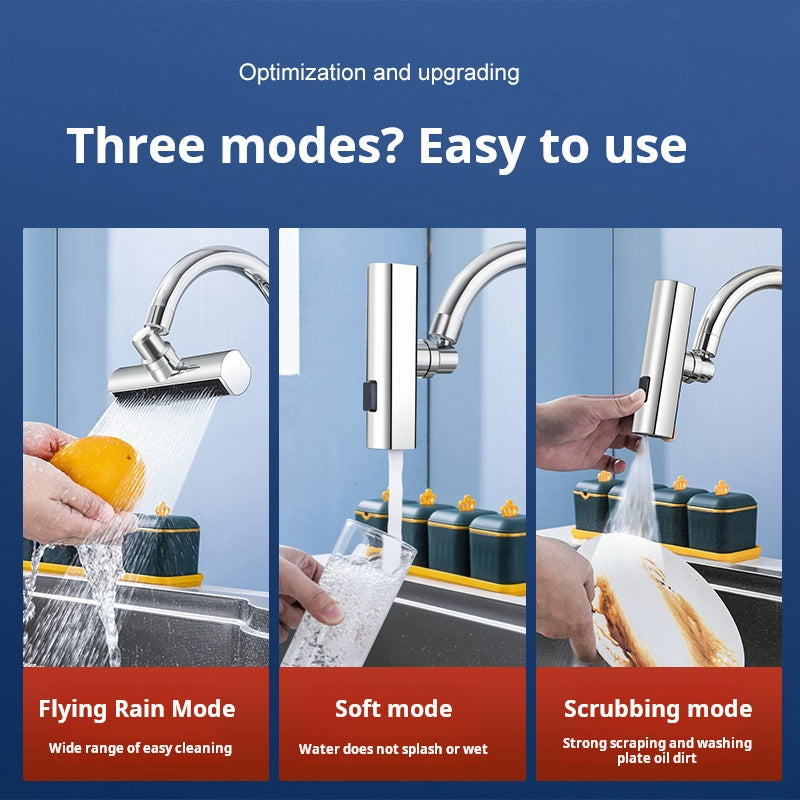 Kitchen non-rain waterfall splash repellent hot and cold dishwasher sink sink multi-function rotatable faucet faucet