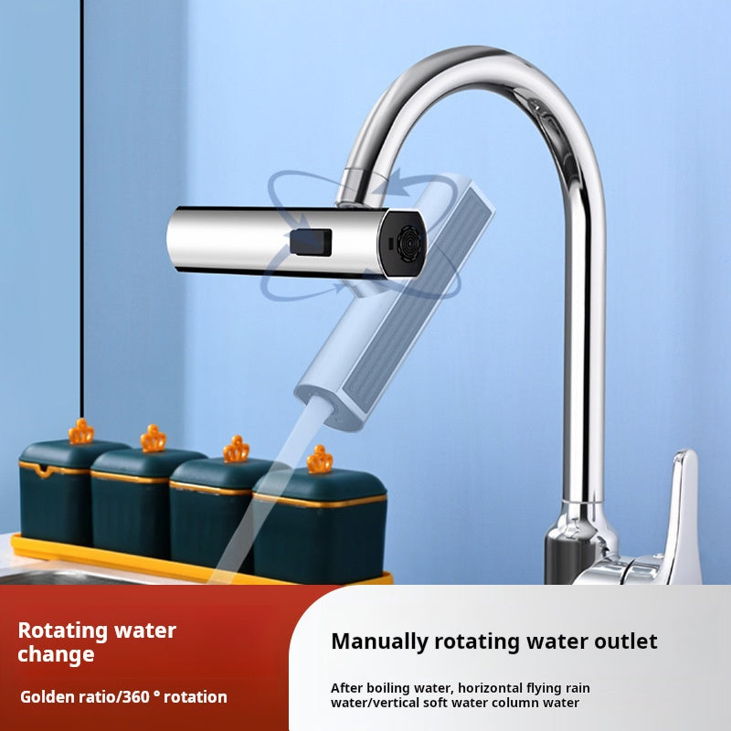 Kitchen non-rain waterfall splash repellent hot and cold dishwasher sink sink multi-function rotatable faucet faucet